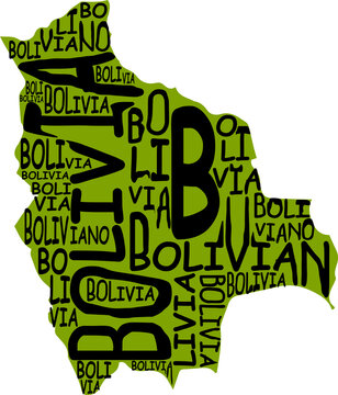 Bolivia Map Typographic Map Bolivia South America Latin America