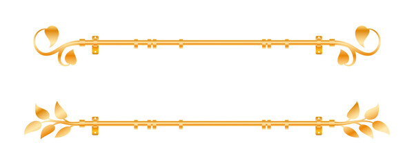 Vector illustration cornice for curtains isolated on white background. Set of realistic metal curtain rods and accessories icons in flat cartoon style. New curtain pole with rings for interior design. © NiRain