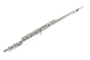 Naklejka premium Flute isolated on white. Wind musical instrument
