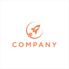 creative simple design logo rocket line