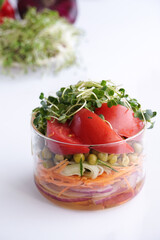 Take away vegetarian lunch in the jar. A healthy raw food diet