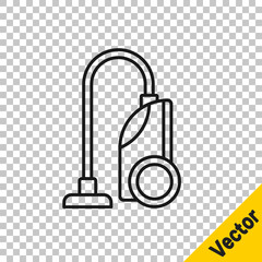 Black line Vacuum cleaner icon isolated on transparent background. Vector