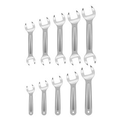 Set of wrenches isolated on white background, vector illustration