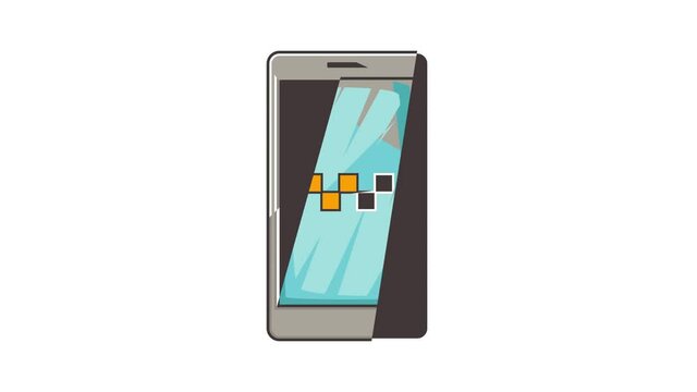 Taxi app in phone icon animation cartoon best object isolated on white background