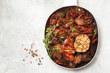 Sun dried tomatoes with fresh herbs and spices