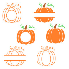 Pumpkin frame. Pumpkin Monogram Frame. Happy Halloween. Vector illustration. Isolated on white background. Good for posters, t shirts, postcards.