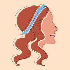 One line drawing of a red-haired fair-skinned girl with a bandage