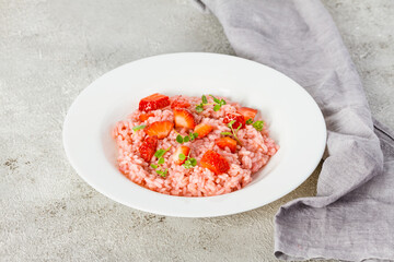 Fresh strawberry risotto a delicate and elegant dish