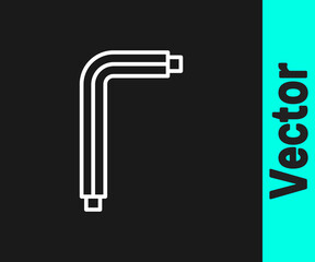 White line Tool allen keys icon isolated on black background. Vector