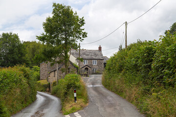 Old stone houses in the hamlet of Tresarrett in North Cornwall, England, UK.