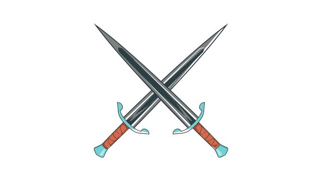 Crossed swords icon animation cartoon best object isolated on white background