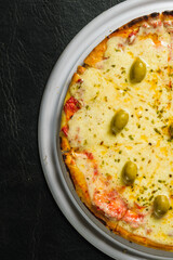 half pizza with olives
