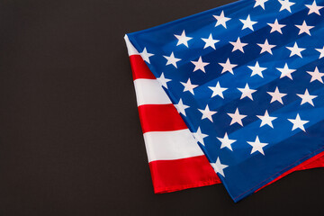 Fototapeta premium red and blue flag of usa isolated on black