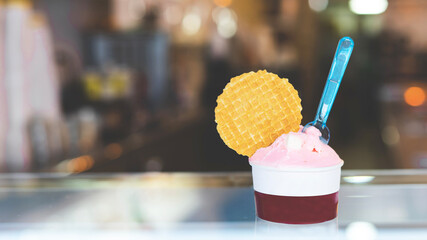 cloud ice cream tub with corporate background for ice cream parlors