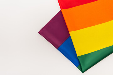 top view of colorful lgbt flag isolated on white