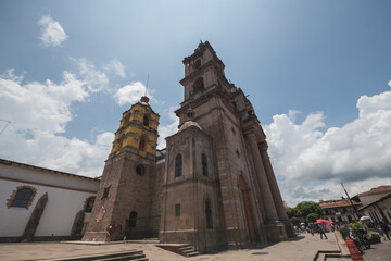 Main church of Valle de Bravo, State of Mexico, with classic architecture of the Magical towns.