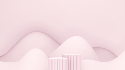 3d render image light pink podium with light pink mountain shaped background for product display advertisement.