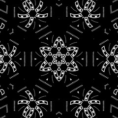 Black and white floral pattern design.