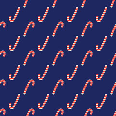 Christmas candy cane stripes seamless pattern in red and white. Popular winter festive background
