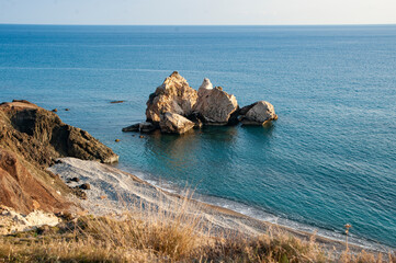 According to ancient Greek legend, it was here that the goddess of love Aphrodite, born from the foam of the sea, came to the shore of Cyprus.    