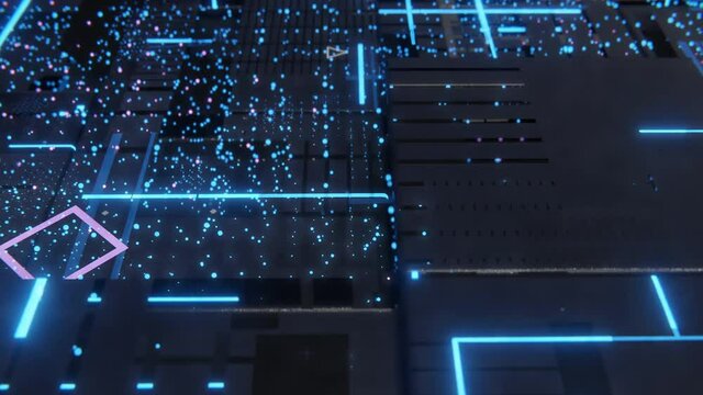 Abstract technology cube with AI symbol appearing onto the cube.
