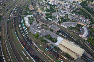  aerial view on cargo trains from drone