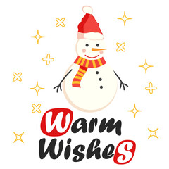 Fototapeta na wymiar Creative hand drawn card with cute Snowman. Card for winter holidays.
