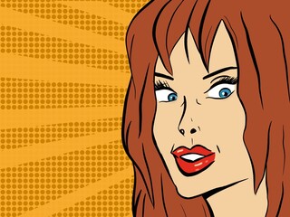 Drawing of the women in retro pop style. 