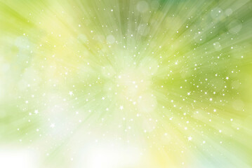 Vector green, sparkling background with rays, lights and stars. Green abstract background. - 445013465