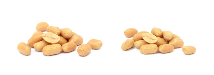 Roasted salted peanuts isolated on a white background
