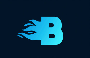 blue flames B alphabet letter icon for business. Fire design suitable for a company logo
