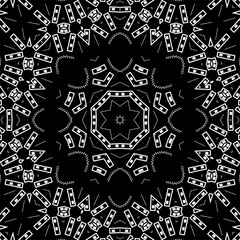 Black and white floral pattern illustration design.