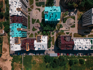 aerial view of modern apartments building