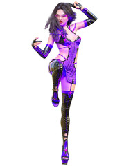 3D japanese assassin warrior amazon woman render.