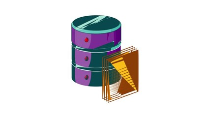 Data processing icon animation cartoon best object isolated on white background - Powered by Adobe