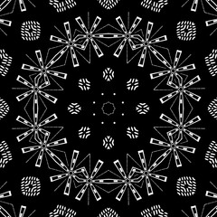 Black and white floral pattern illustration design.