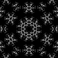 Black and white floral pattern illustration design.