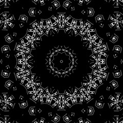 Black and white floral pattern illustration design.