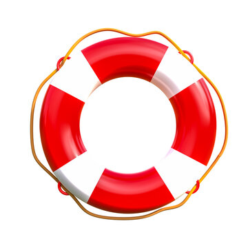 Red life buoy. Rescue belts, isolated on white, 3D  illustration.