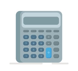 Vector illustration of an isolated calculator on a white background. Basic calculator with a set of numbers. Shcool calculator icon in flat style. 