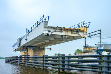 Fototapeta premium railway bridge bij Grou, Friesland Province, The Netherlands