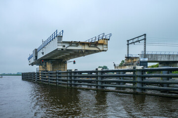 railway bridge bij Grou, Friesland Province, The Netherlands