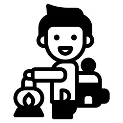 backpacker with lantern