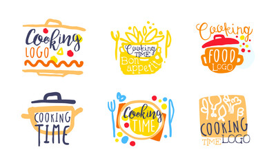 Cooking Time and Food Preparation Logo Design Vector Set
