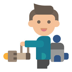 backpacker with flashlight