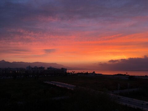 sunset in the city