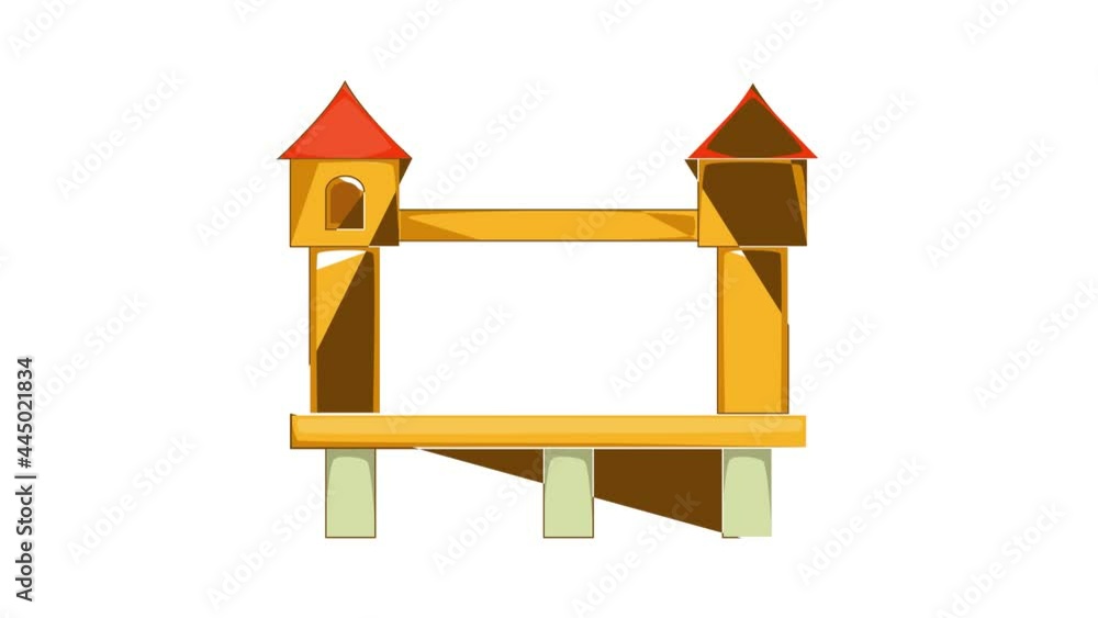 Poster bridge with towers icon animation cartoon best object isolated on white background