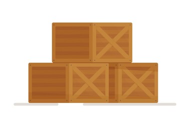 Isolated white background. a type of container of rectangular shape, made from a bar of wood, plywood or chipboard cut into strips of a certain width. Vector illustration.