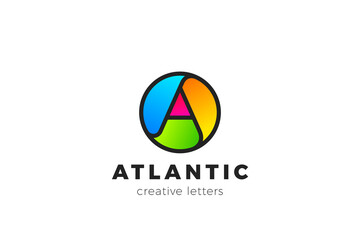 Letter A Logo design Media Entertainment vector template Circle shape style.