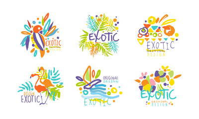 Exotic Logo Original Design Collection with Bright Shapes Vector Set